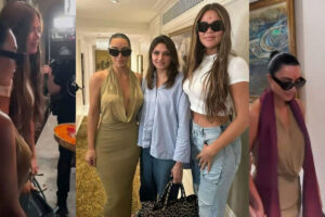 kim kardashian and khloe kardashian welcoming at tajmahal in india